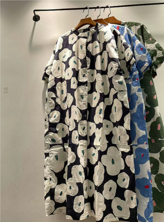 Bedrucktes Baumwollkleid, mittellang, locker – Bild 2 | LuxeStyle