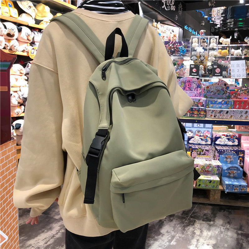 Einfarbiger Nylon-Rucksack mit 3‑D‑Tasche – Bild 2 | LuxeStyle