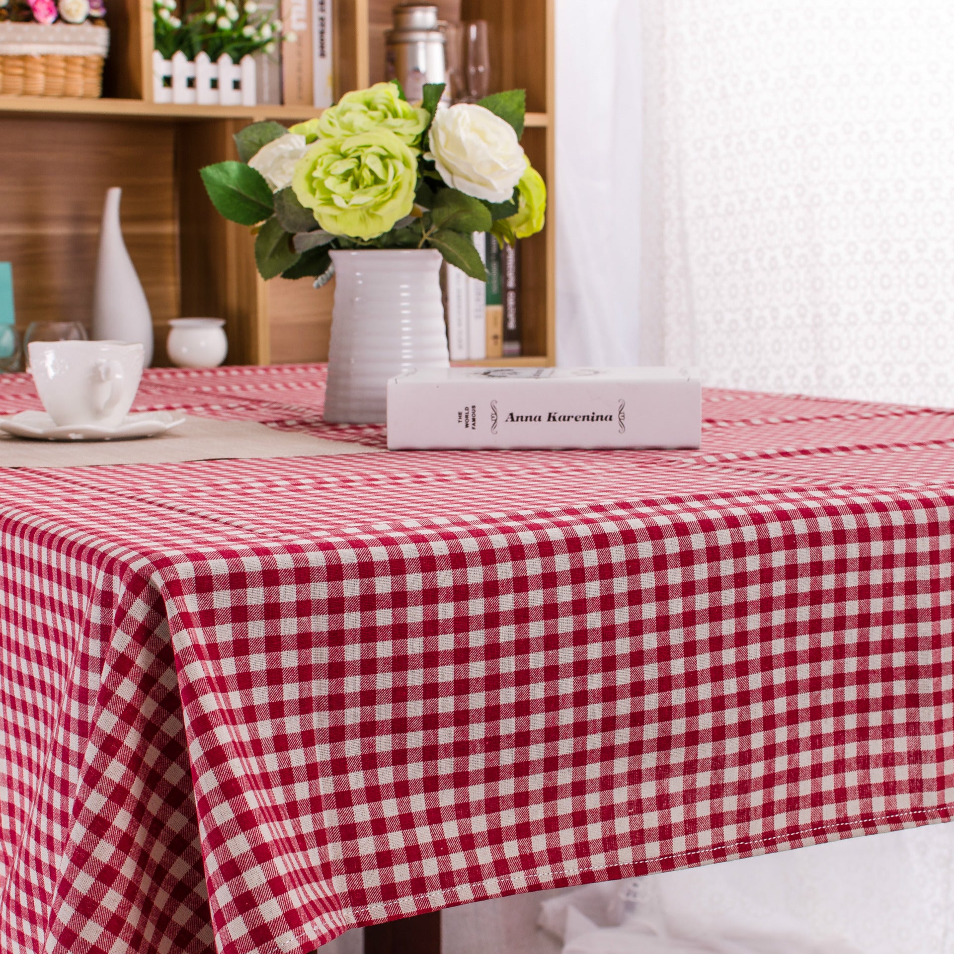 Tischdecke aus Polyester-Baumwolle mit Karomuster