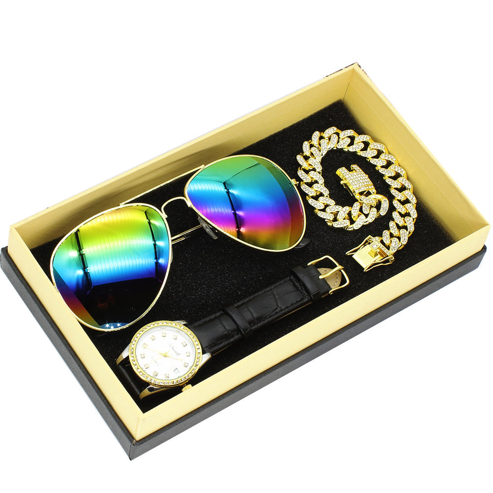Goldarmband Uhren Set mit Sonnenbrille