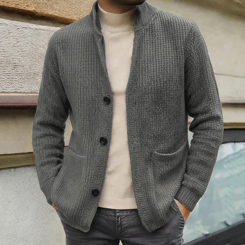 Herren Strickmantel mit Stehkragen
