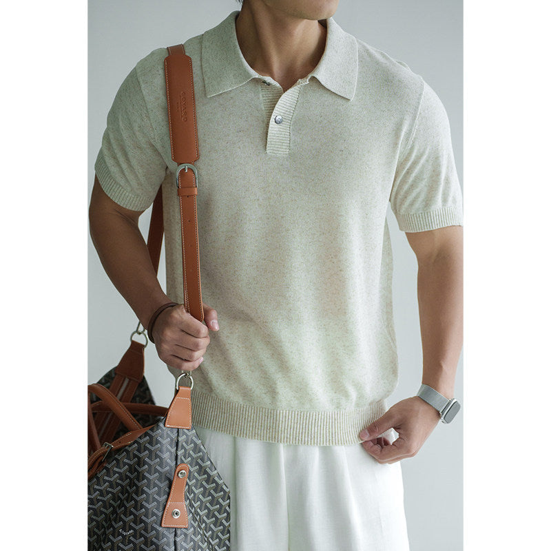 Tencel-Leinen Strick-T-Shirt mit Blumenmuster