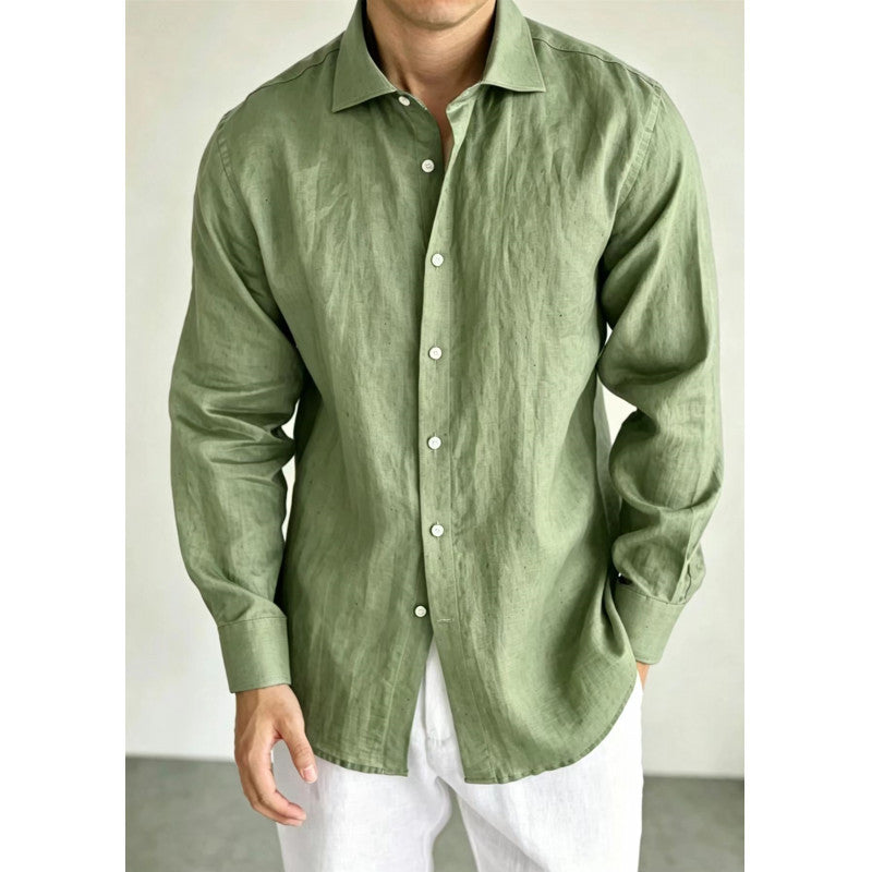 Herren Leinenhemd Langarm