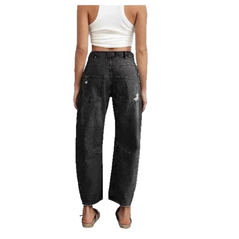 Retro Patchwork Cropped Jeans