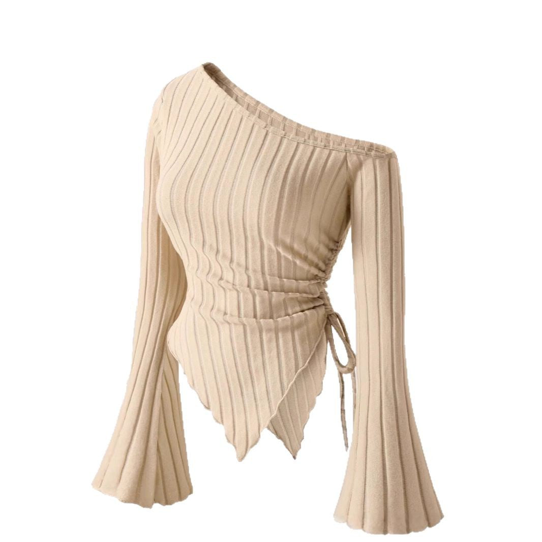 Off-Shoulder Shirt mit asymmetrischem Saum