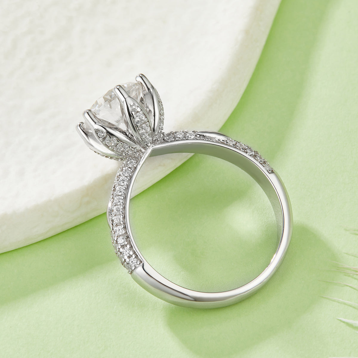 Moissanit-Ring aus S925 Sterling Silber, Platinbeschichtet