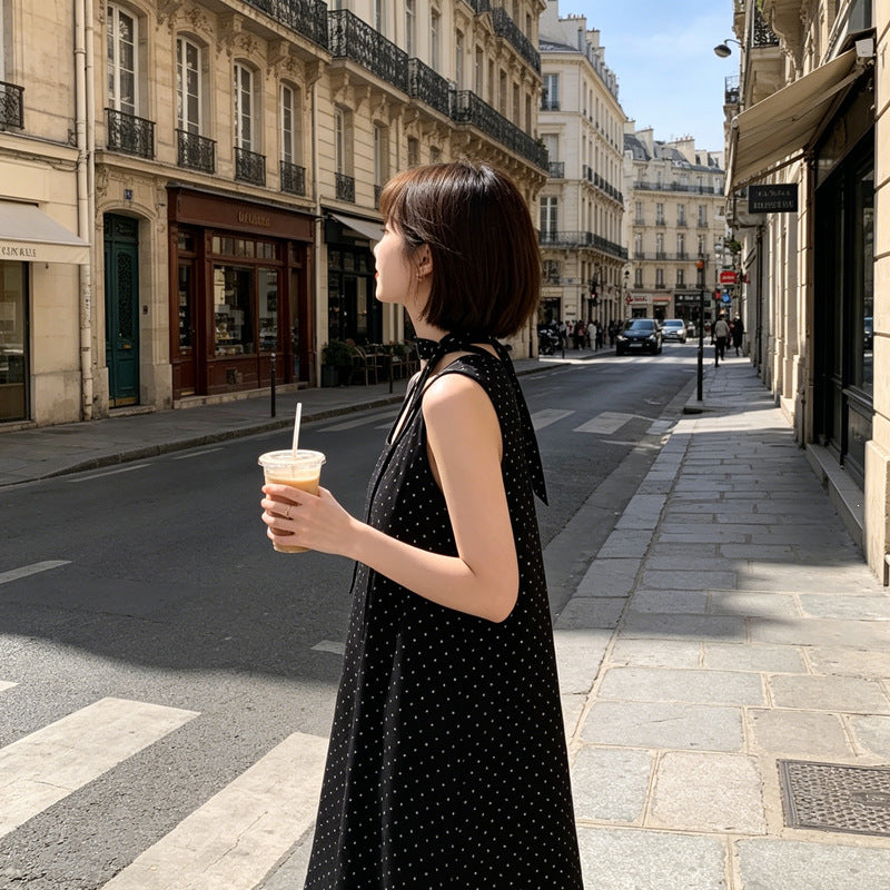 Elegantes Polka-Dot A-Linien Kleid