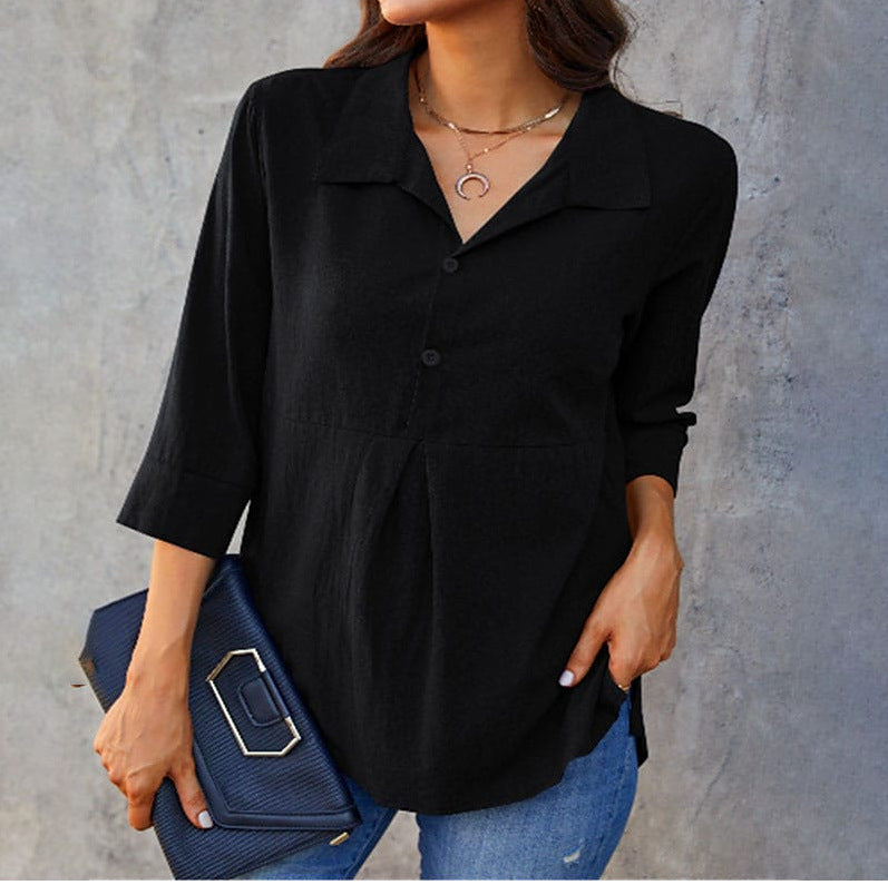 Damen-Shirt mit Reverskragen und Schlitz – Bild 7 | LuxeStyle