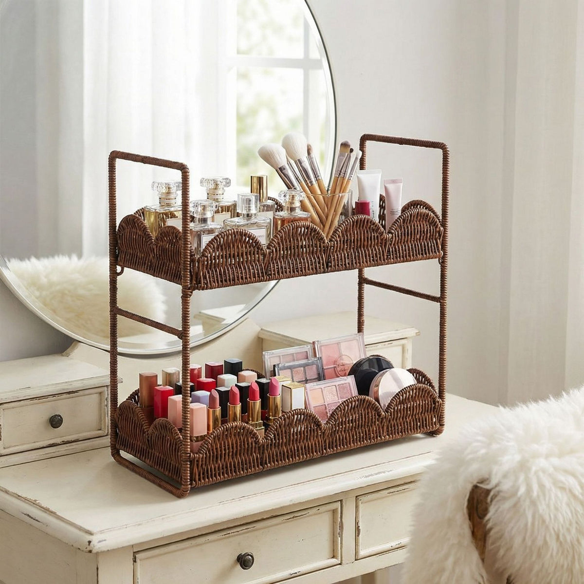 Badregal Rattan-Optik, 2-stufig, verschiebbar – Bild 3 | LuxeStyle