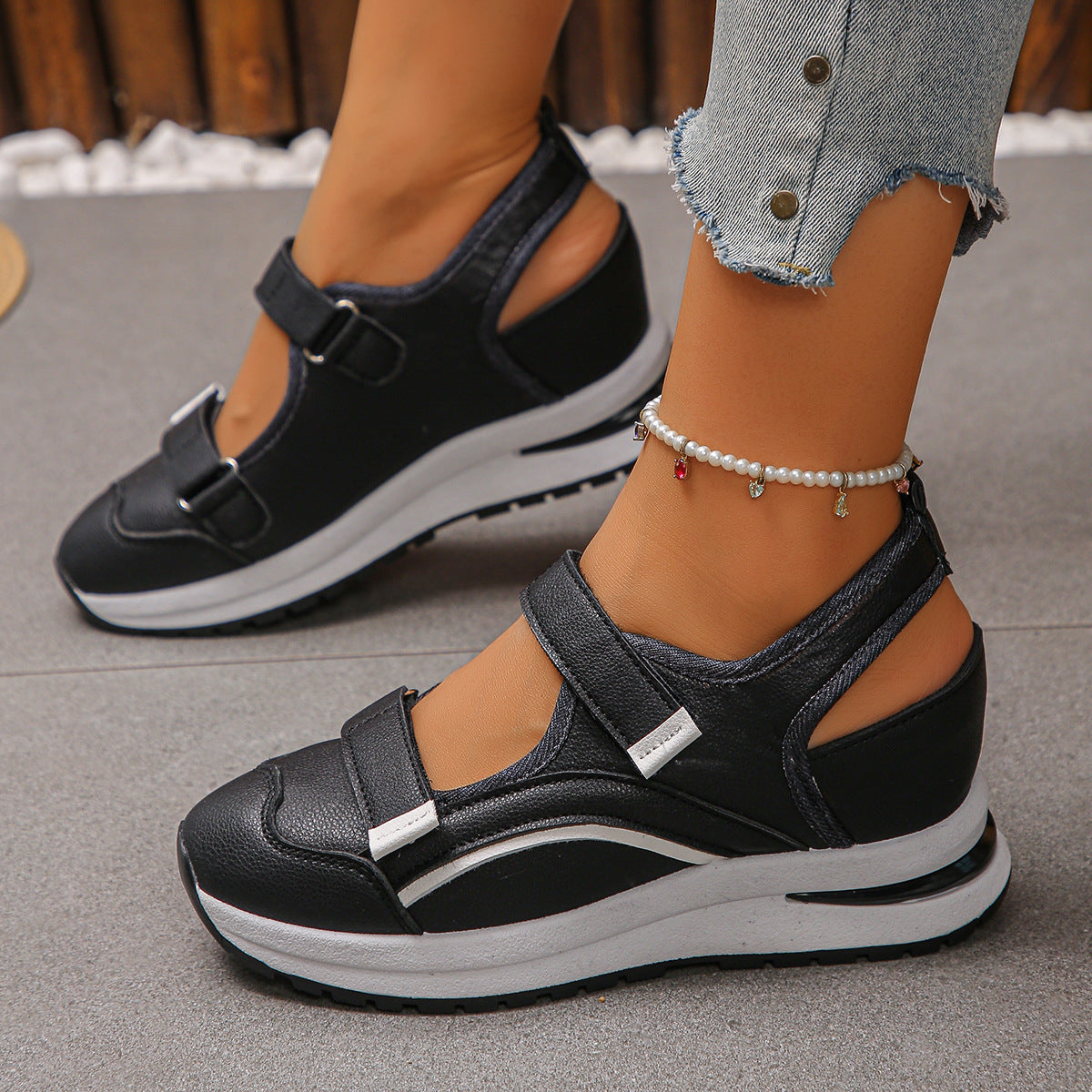 Damen Keilabsatz-Sandalen mit Farbblock-Design