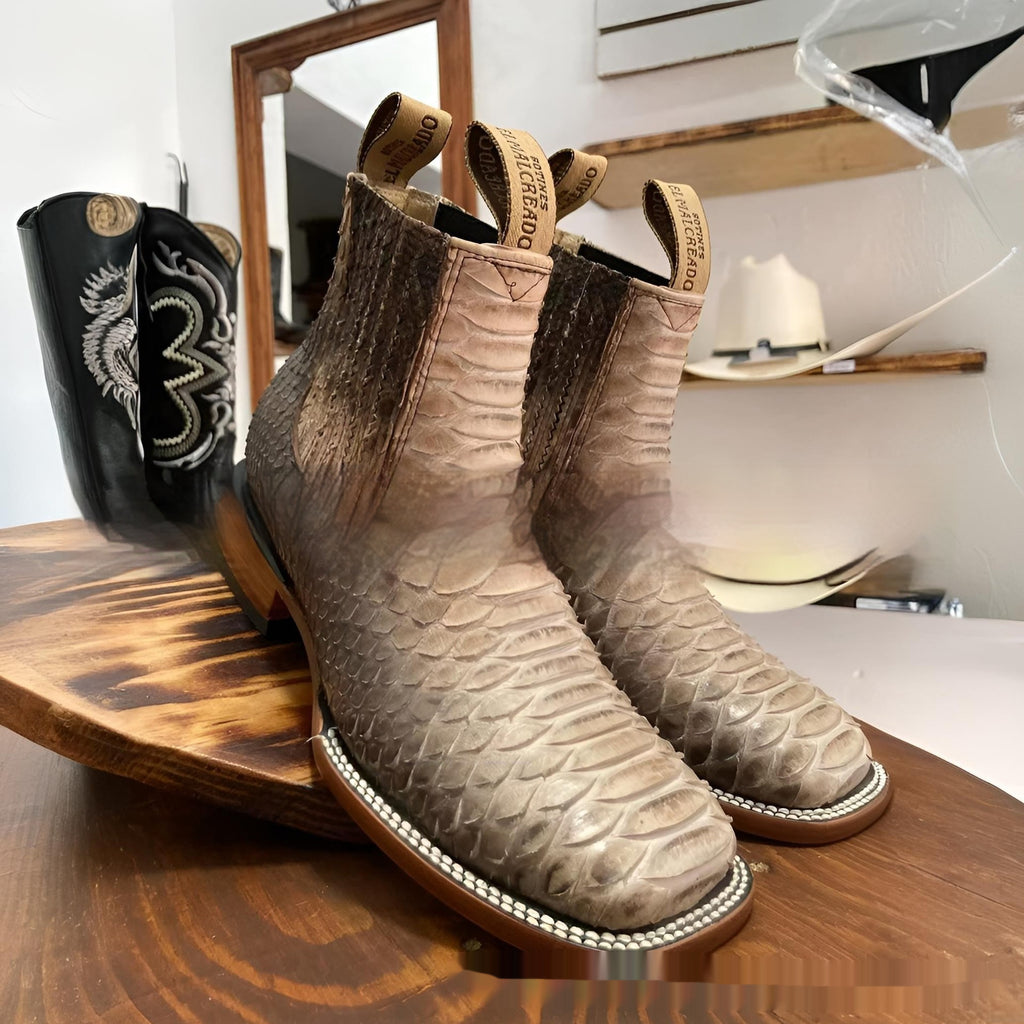 Retro-Herren-Stiefeletten mit Streifenmuster