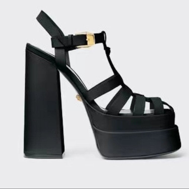 Geflochtene Römer-Sandalen mit hohem Absatz – Bild 2 | LuxeStyle