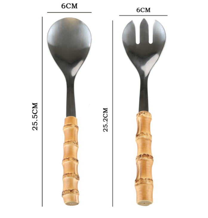 Besteckset aus Edelstahl mit Bambusgriff – Bild 6 | LuxeStyle