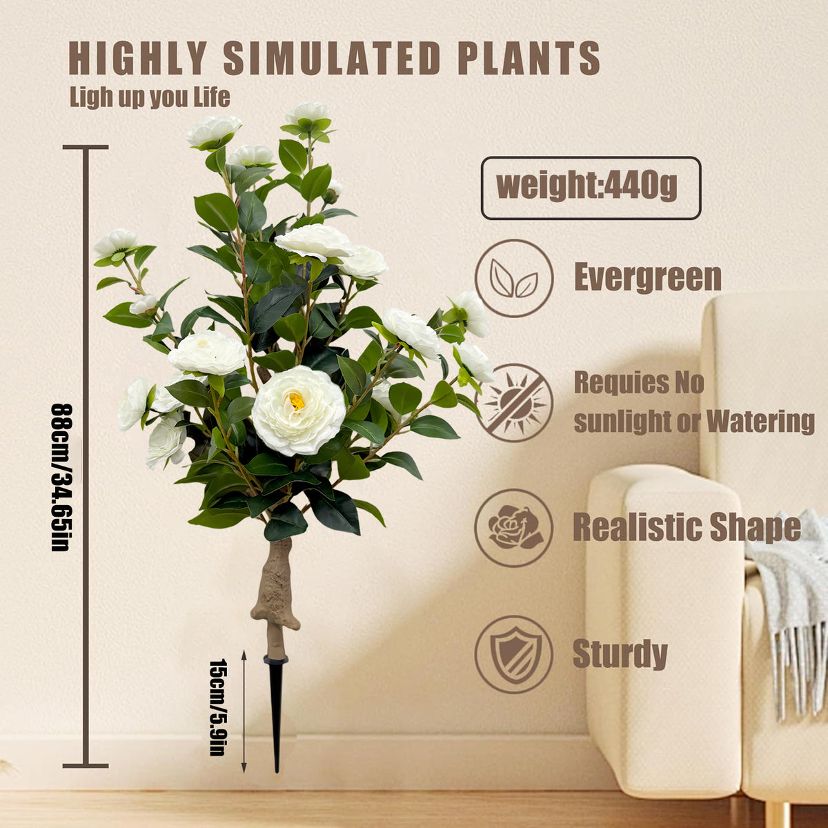 Kamelien Kunstblumen Arrangement im Topf – Bild 3 | LuxeStyle