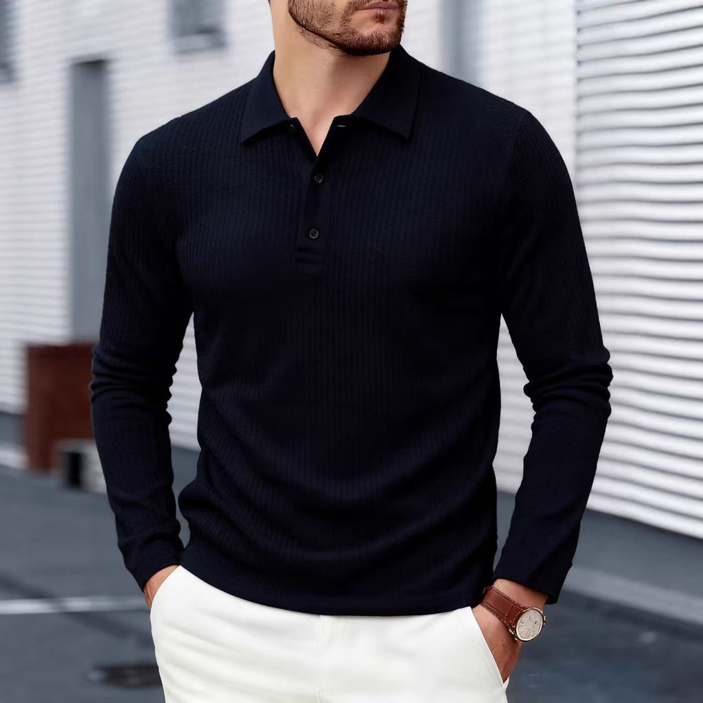 Langärmliges Polo-Shirt in Weiss – Bild 7 | LuxeStyle