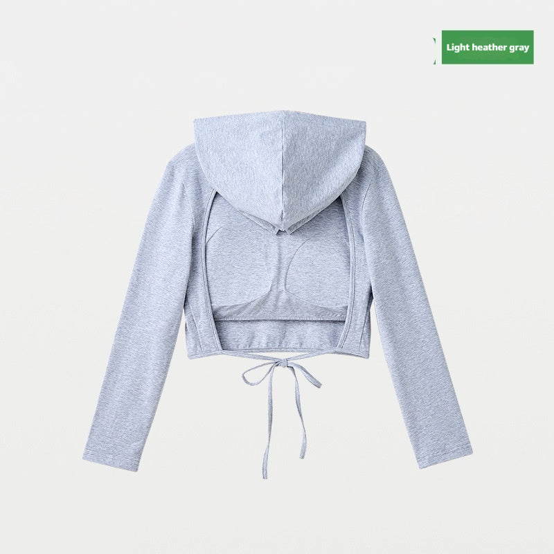 Cropped Hoodie mit integrierten Brustpolstern