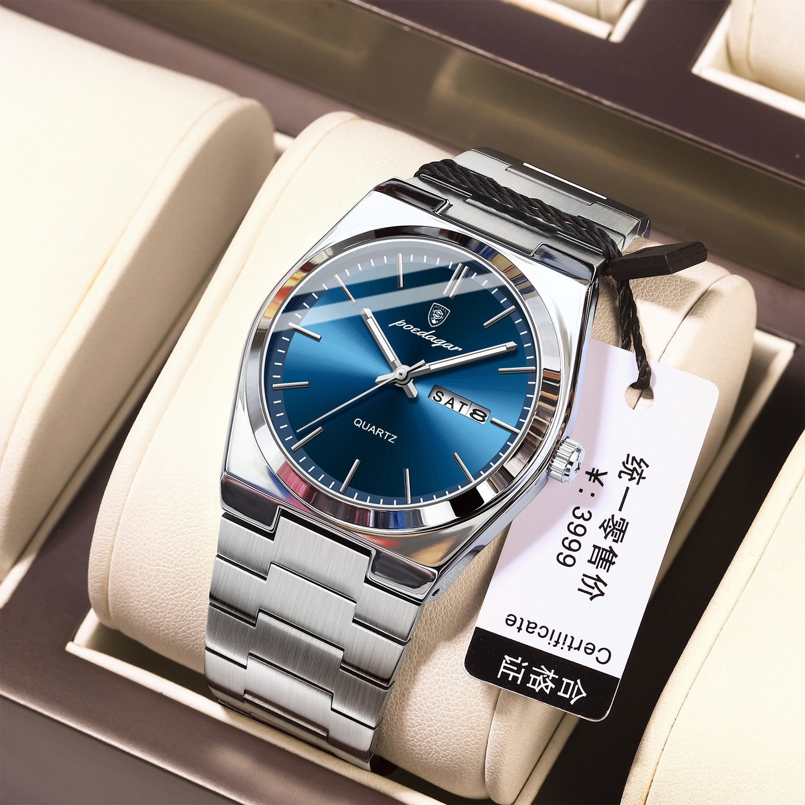 Ultraflache Herrenuhr wasserdicht, leuchtend