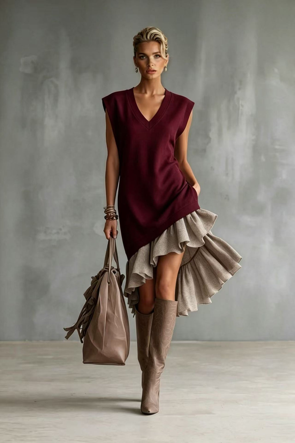 Midi-Jupe mit Volants im Casual-Stil