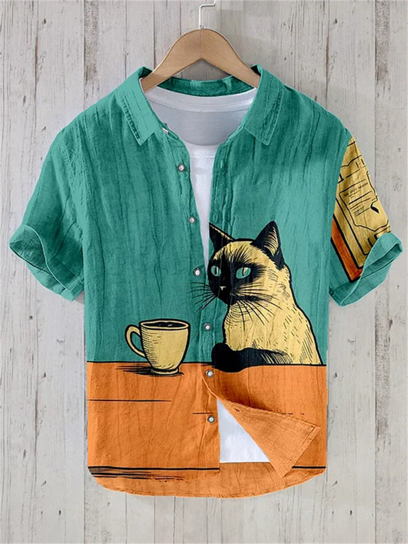 Bambus-Cotton Shirt mit maritimen Druck – Bild 3 | LuxeStyle