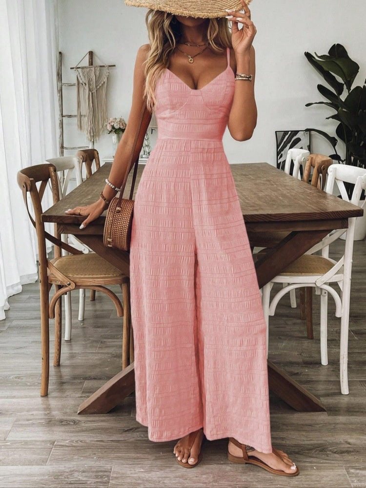 Eleganter Jumpsuit mit Spaghettiträgern und Rückenmasche