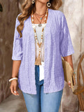 Cardigan mit Lochmuster und Rüschen