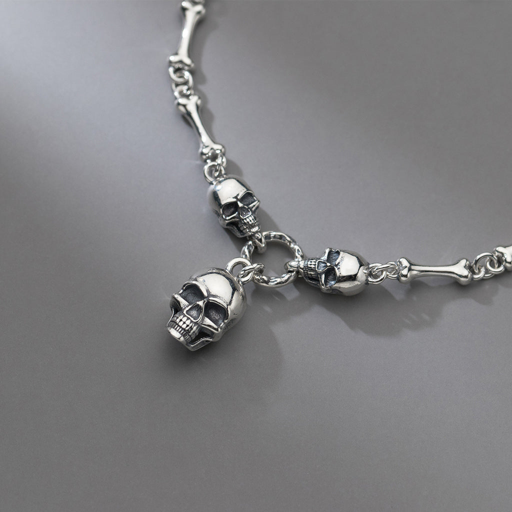 S925 Silber Vintage Totenkopf-Armband für Damen