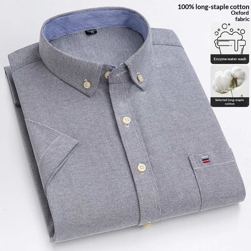Herren Oxford Baumwollhemd Kurzarm