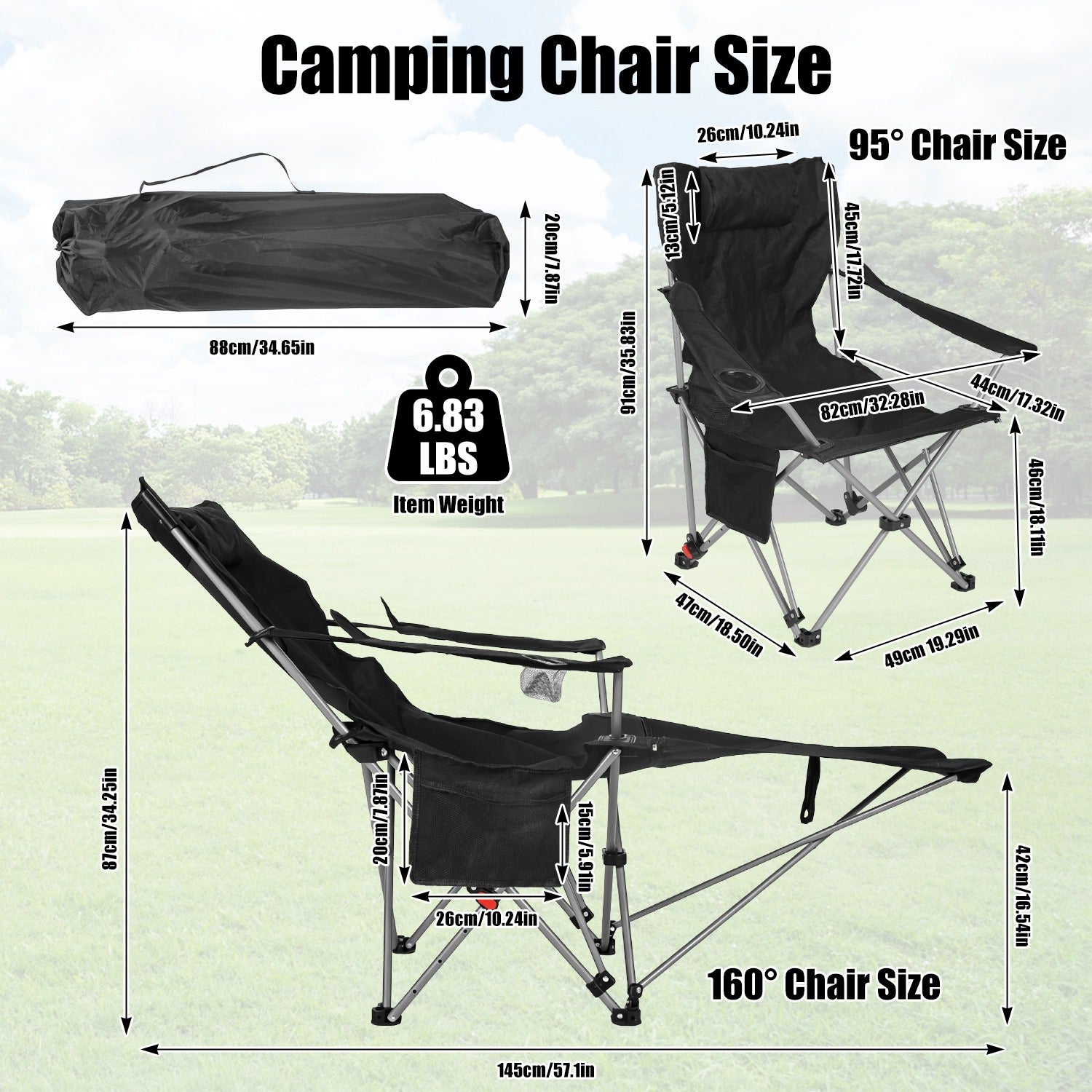 Campingliege mit Fußstütze