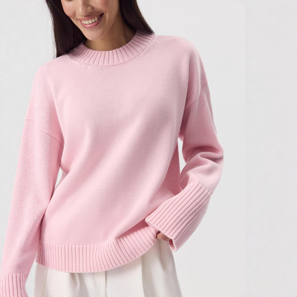 Lockerer Baumwoll-Strickpullover für Damen