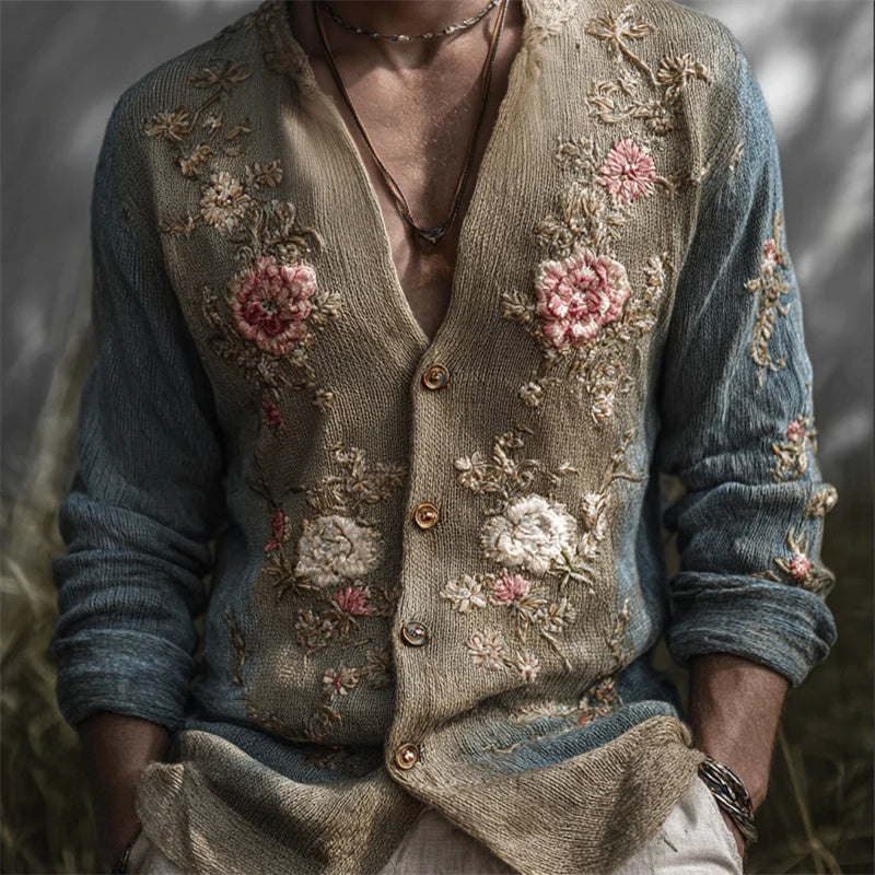Blumenhemd langarm im Retro-Look für Herren