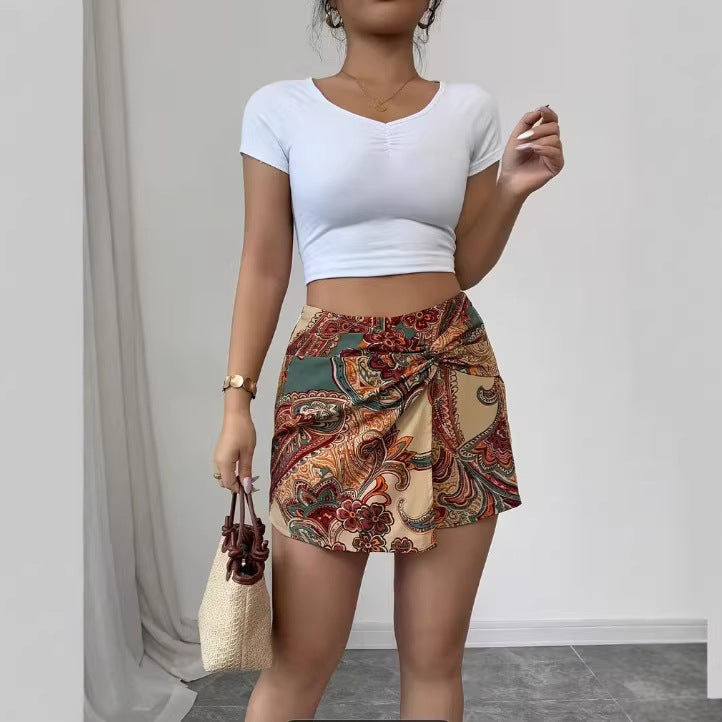 Wickel-Shorts mit Paisley-Print