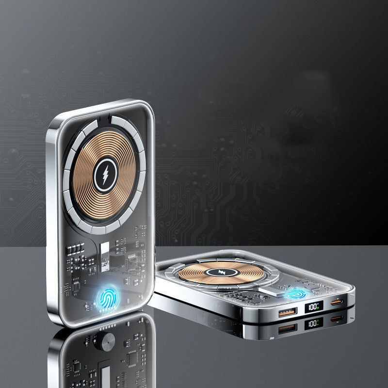 Transparente kabellose Powerbank, magnetisch