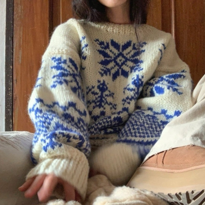 Farbblock-Strickpullover