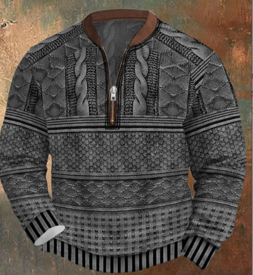Herren Half-Zip Hoodie mit Karomuster