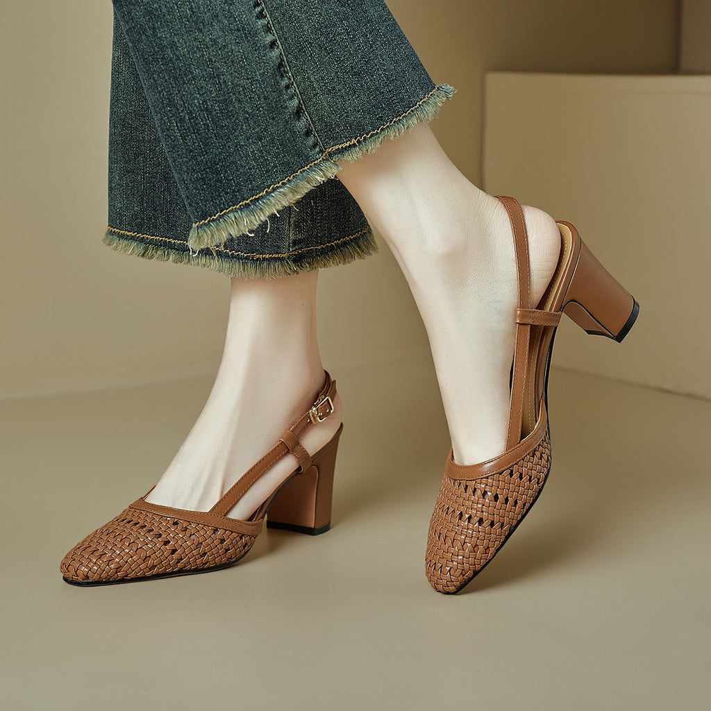 Hohlkehlsandalen mit Blockabsatz