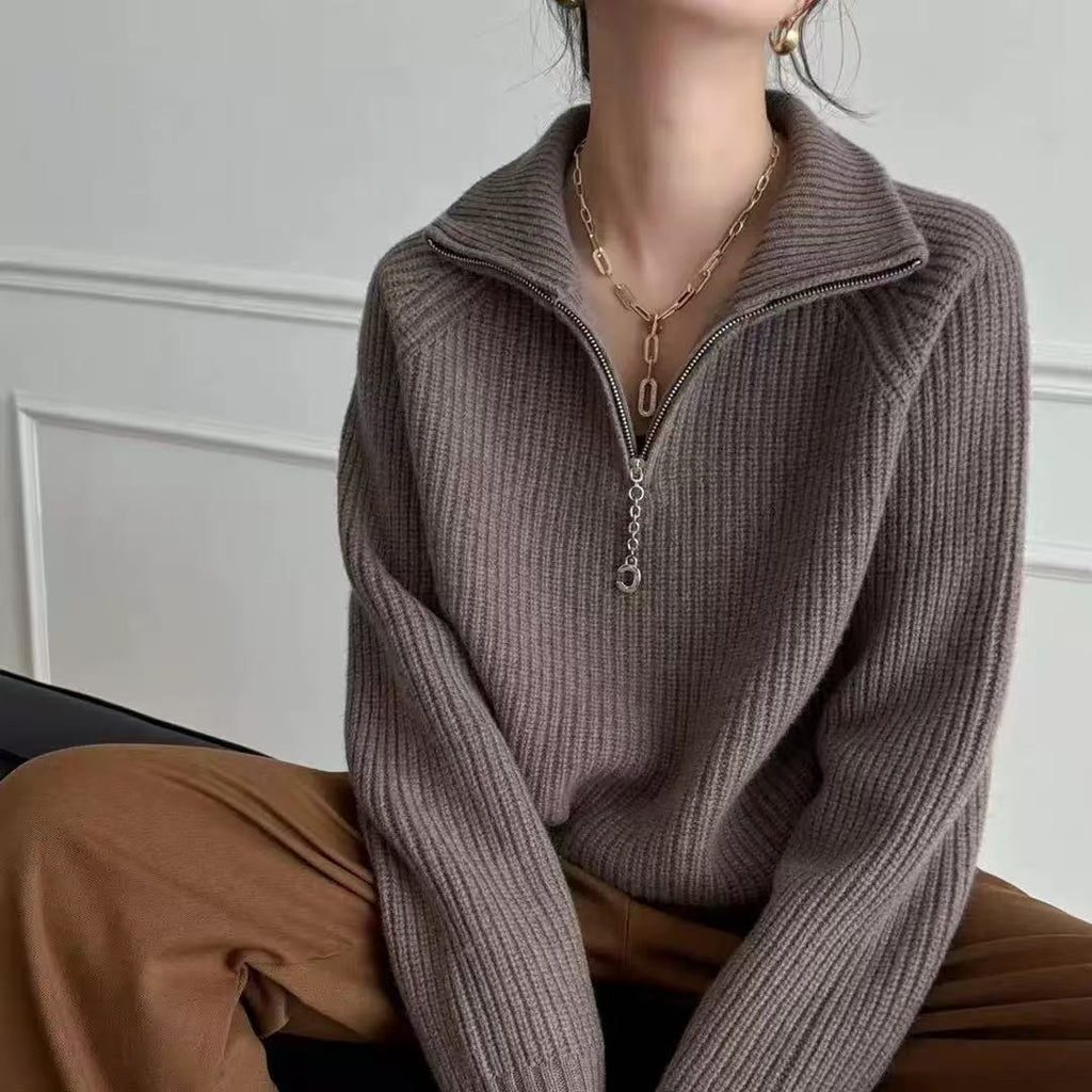 Kuscheliger Strickpullover mit Reissverschluss