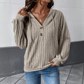 Gerippter Damen Hoodie in Khaki