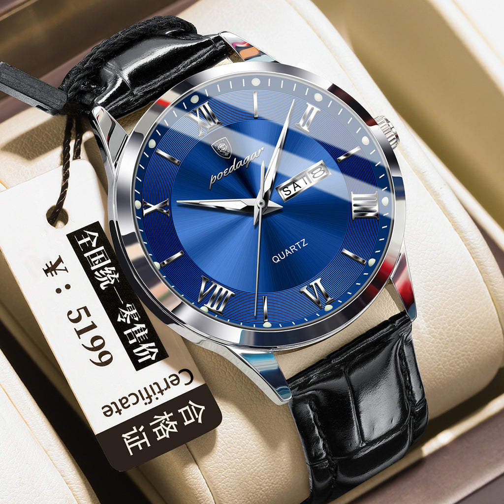 Herren-Armbanduhr mit Kalender und Leuchtzeigern