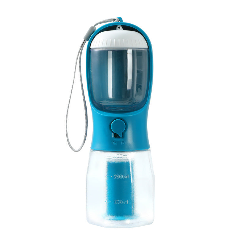 3-in-1 Pet-Flasche mit Wasser, Futter & Müllbeutel
