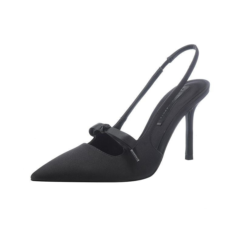 Satin High Heels mit Schleife