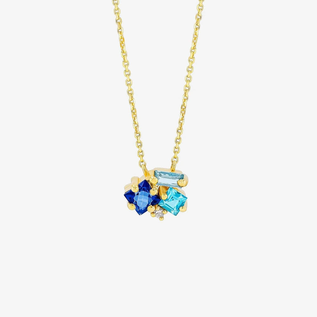 Geometrischer Blauer Diamant-Halsketten-Schmuck
