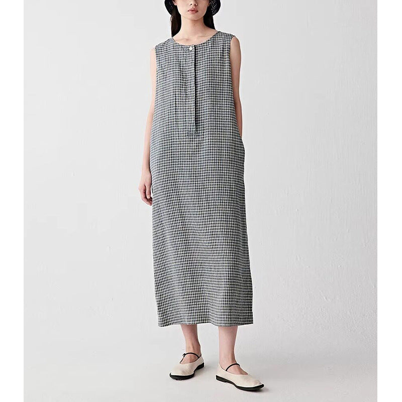 Leinenkleid ärmellos mit Taillengürtel – Bild 5 | LuxeStyle