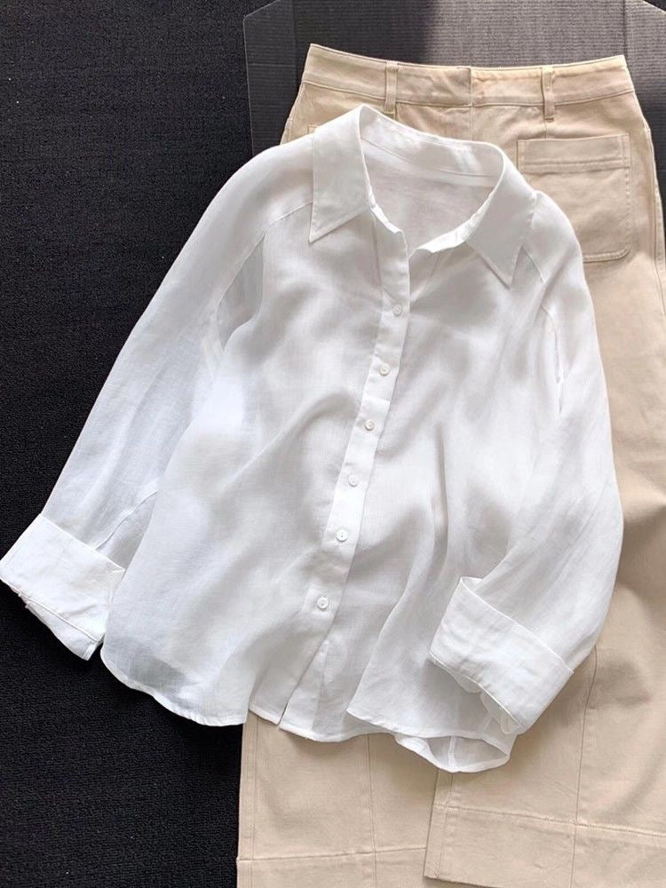 Langarm-Cardigan aus Ramie für Damen