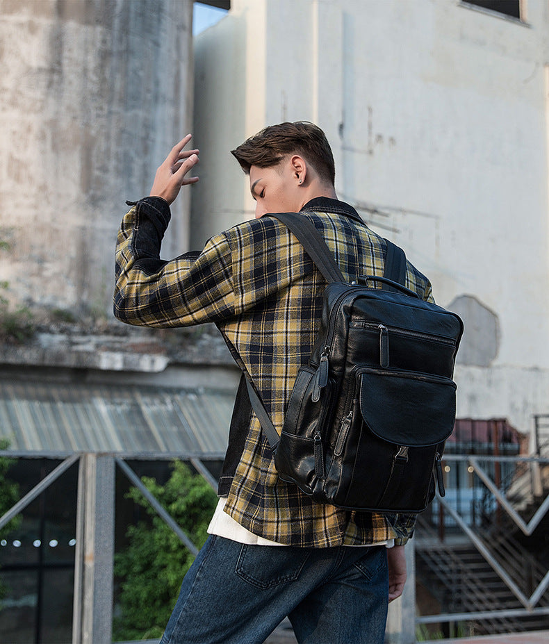 Grosser Rindsleder-Rucksack für Herren – Bild 8 | LuxeStyle