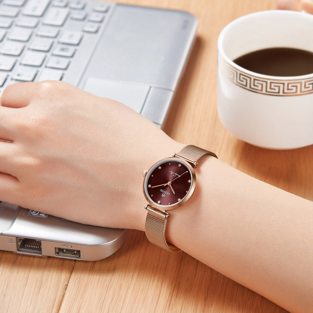 Damenuhr mit Edelstahl-Mesh-Armband – Bild 3 | LuxeStyle
