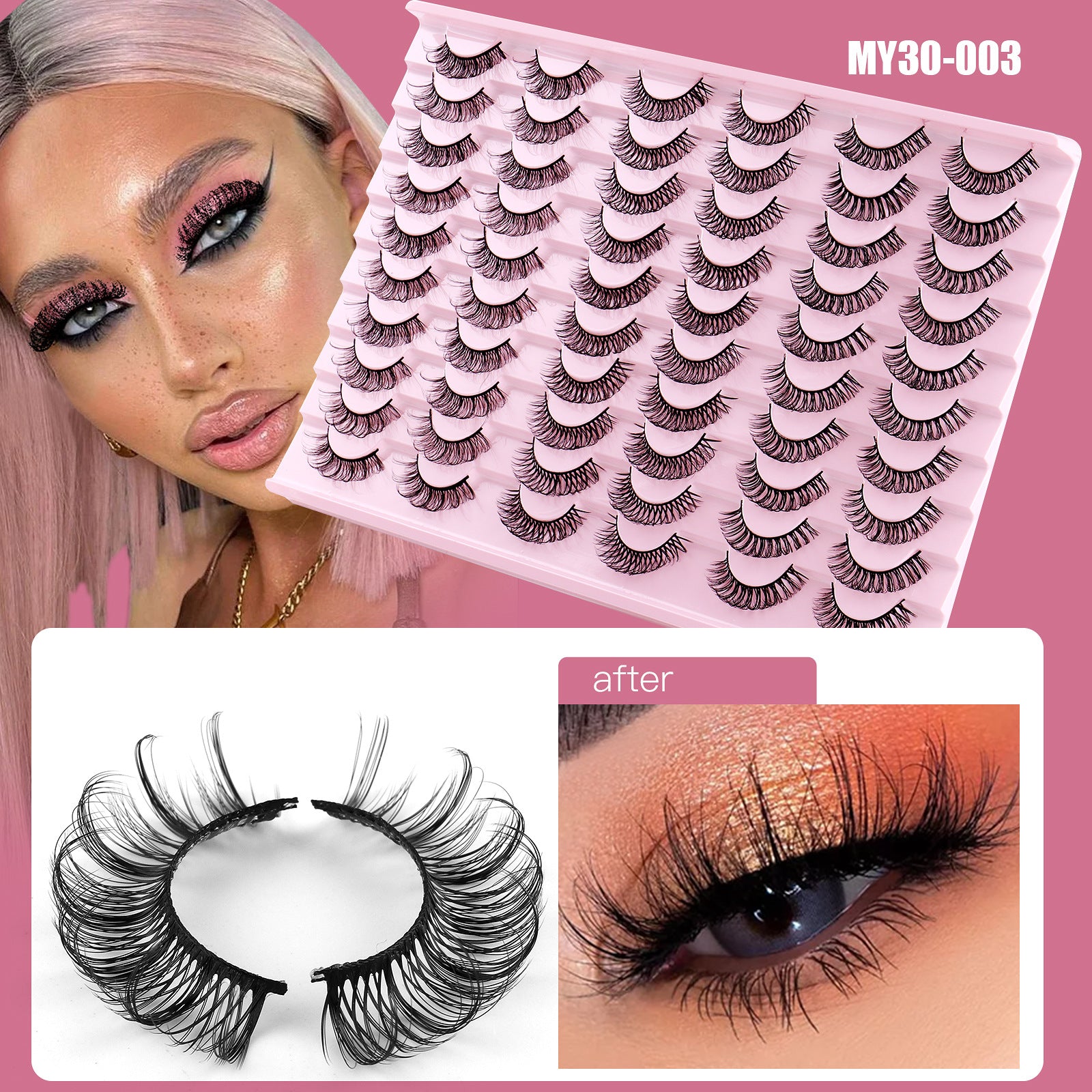 Dickes, natürliches Russisch-Gekrümmtes Eyelashes-Set