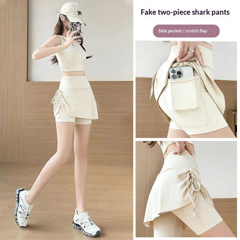 High-Waist Yoga Shorts im Zweiteiler-Look