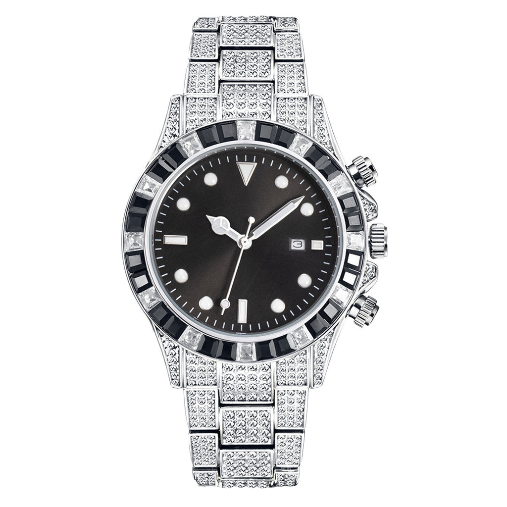 Diamantbesetzte Quarzuhr mit Leuchtzeigern – Bild 2 | LuxeStyle