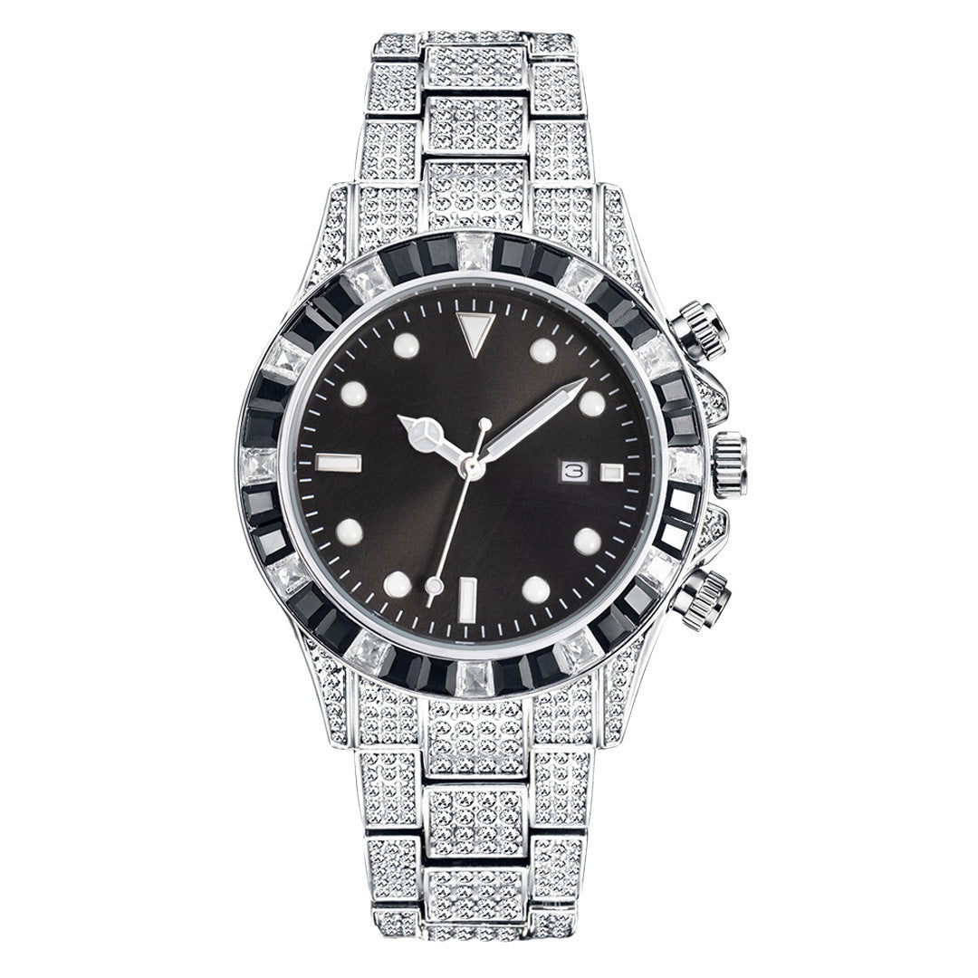 Diamantbesetzte Quarzuhr mit Leuchtzeigern – Bild 2 | LuxeStyle