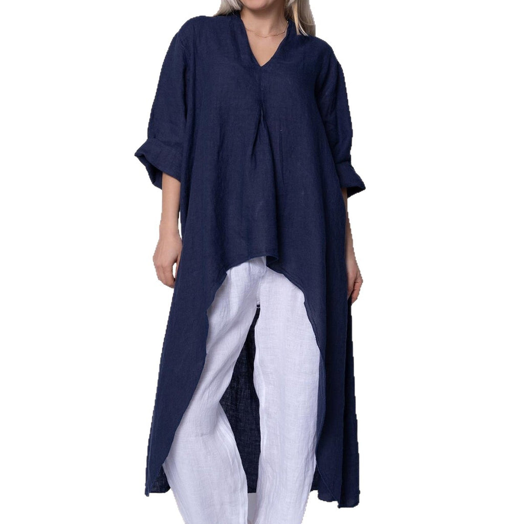 V-Neck Langarmshirt mit asymmetrischem Saum